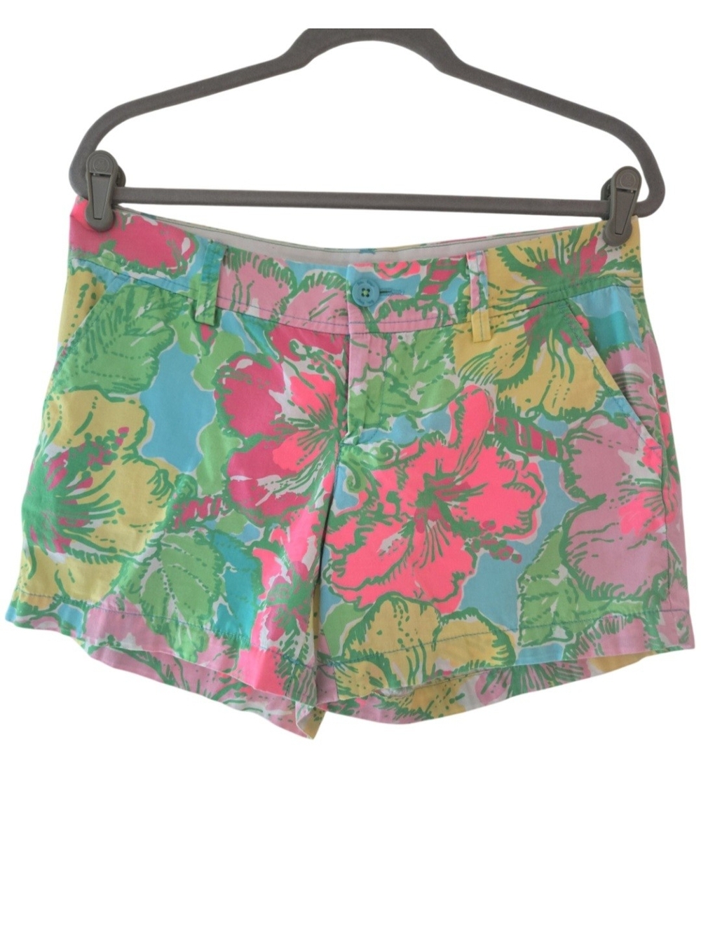 Lilly Pulitzer Floral Cotton Callahan Shorts in Pink, Green, Yellow & Blue